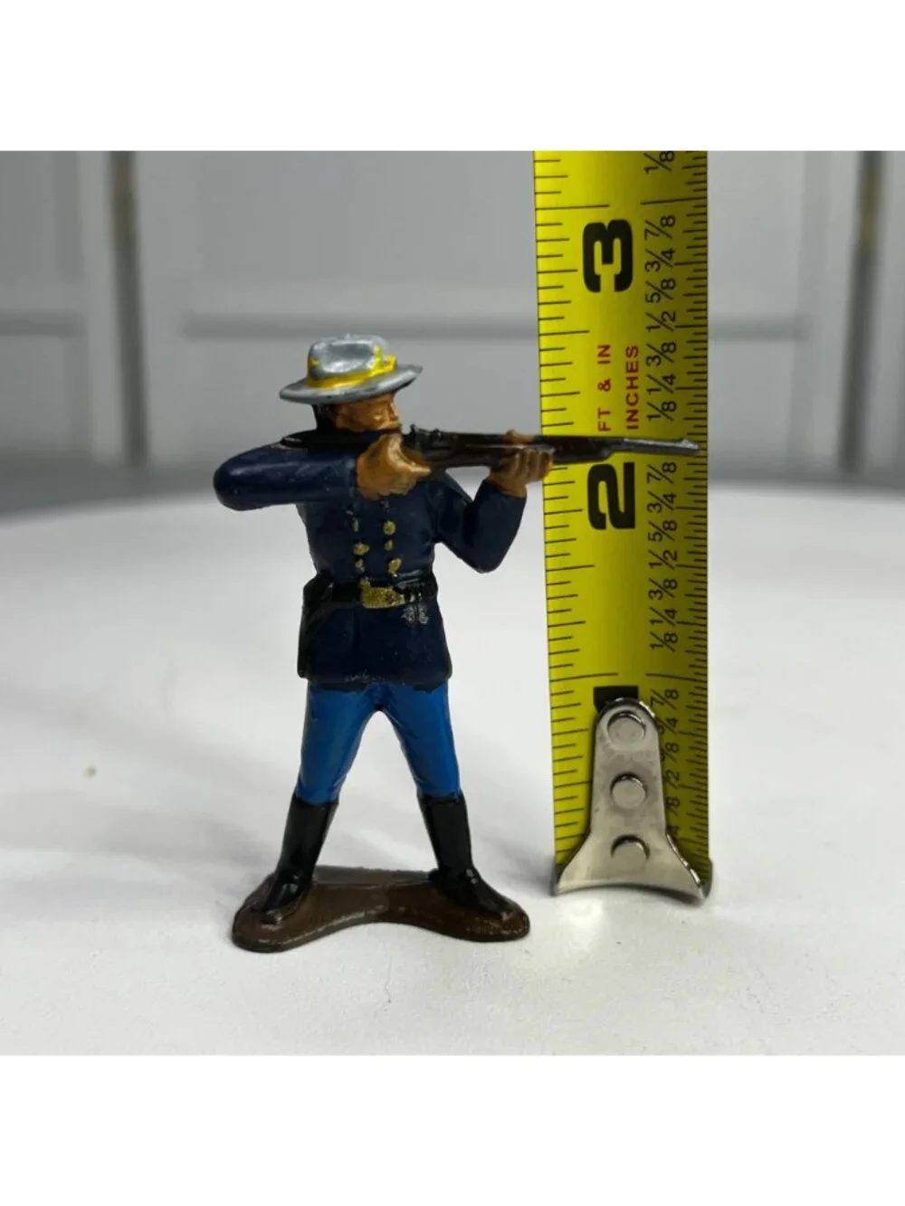 Vintage Union Calvary Soldier Figurine in Firing Pose - Possibly Marx Reissue?